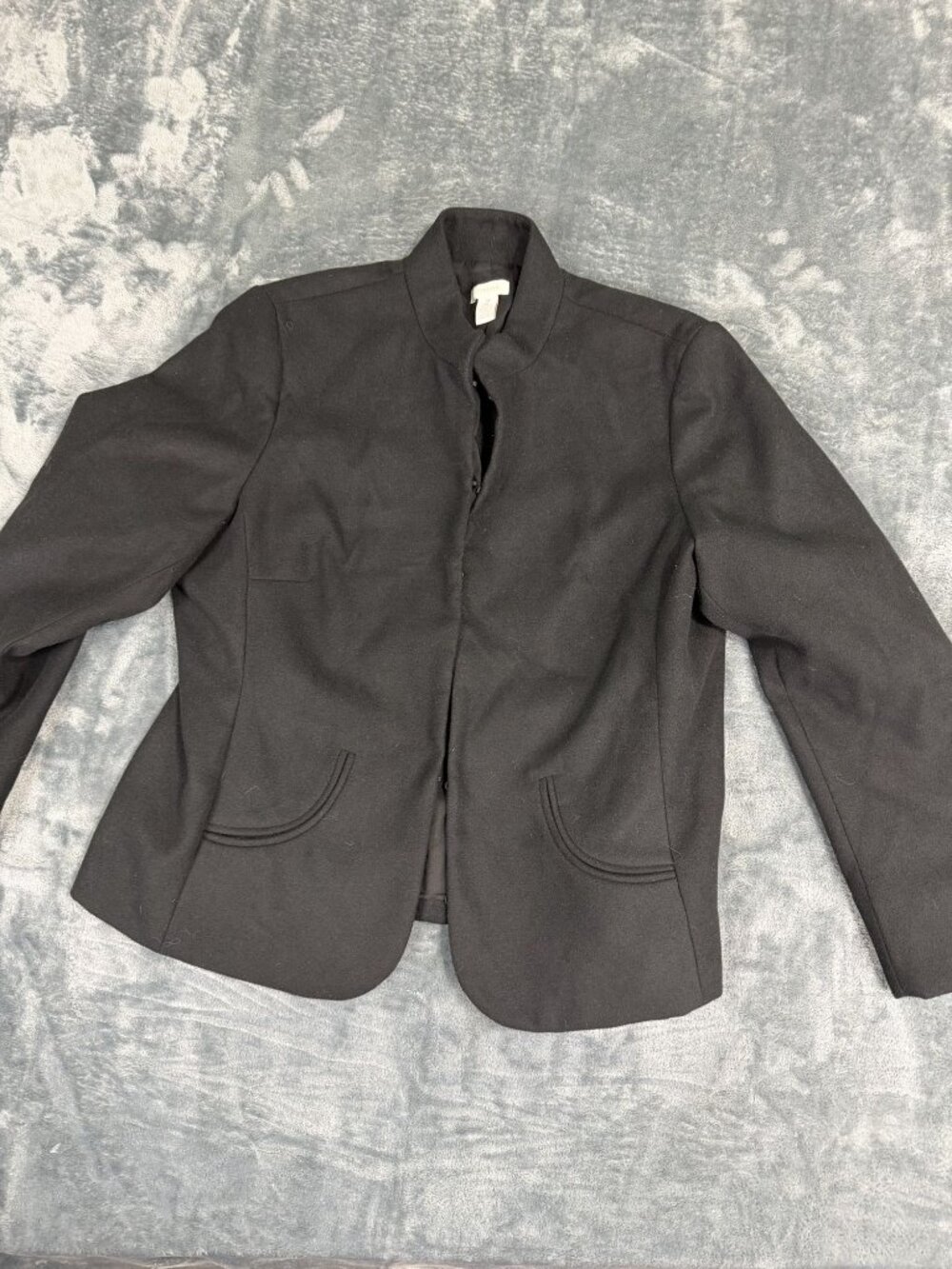 Chicos Womens Black Open Front Lined Blazer Jacket Size 2